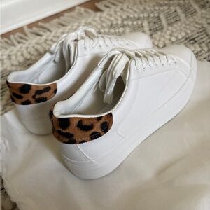 ZARA White and Leopard Women's Sneakers